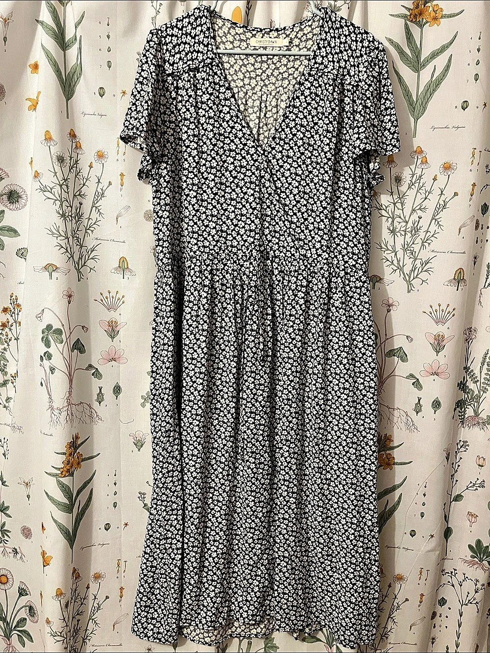 Christy Dawn Floral Dress in Navy/Black & White Like New